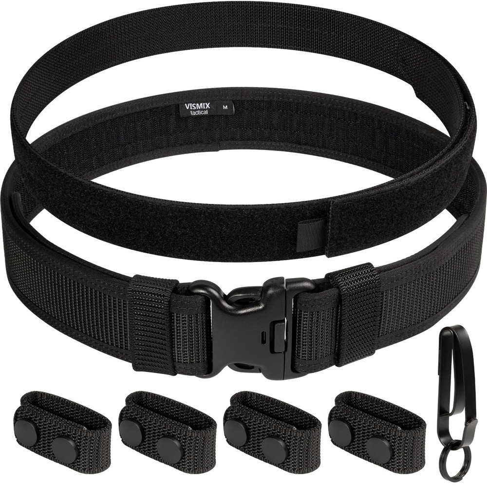 Durable 2" Nylon Duty Belt with Hook & Loop Inner, Key Holder, Belt Keepers