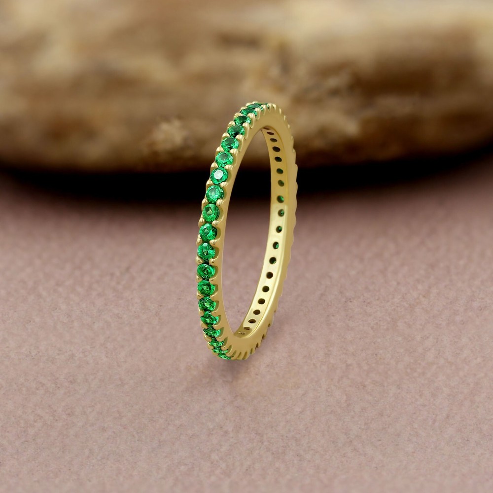 18K Yellow Gold Plated Lab Created Sapphire/Ruby/Emerald Stackable Dainty Ring