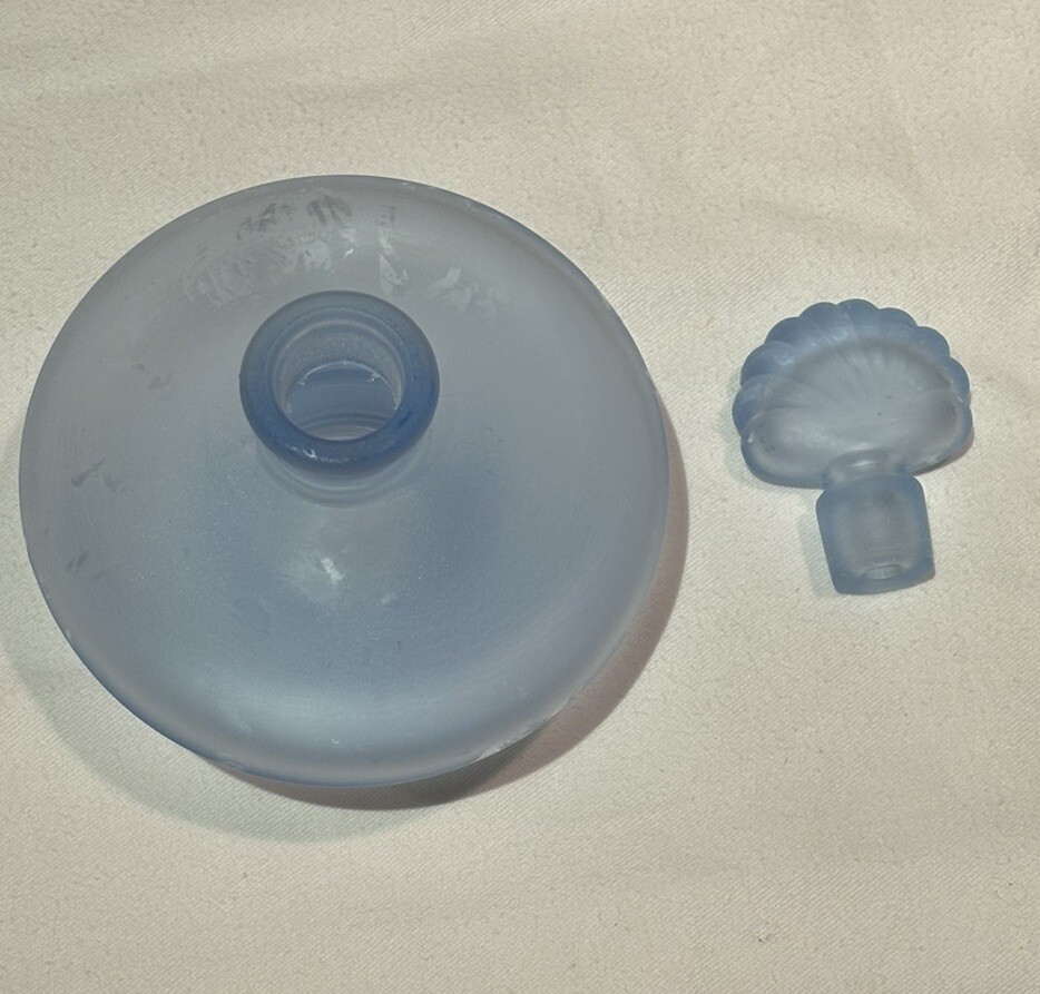 Blown Frosted Glass Perfume Bottle Shell Shape Stopper.