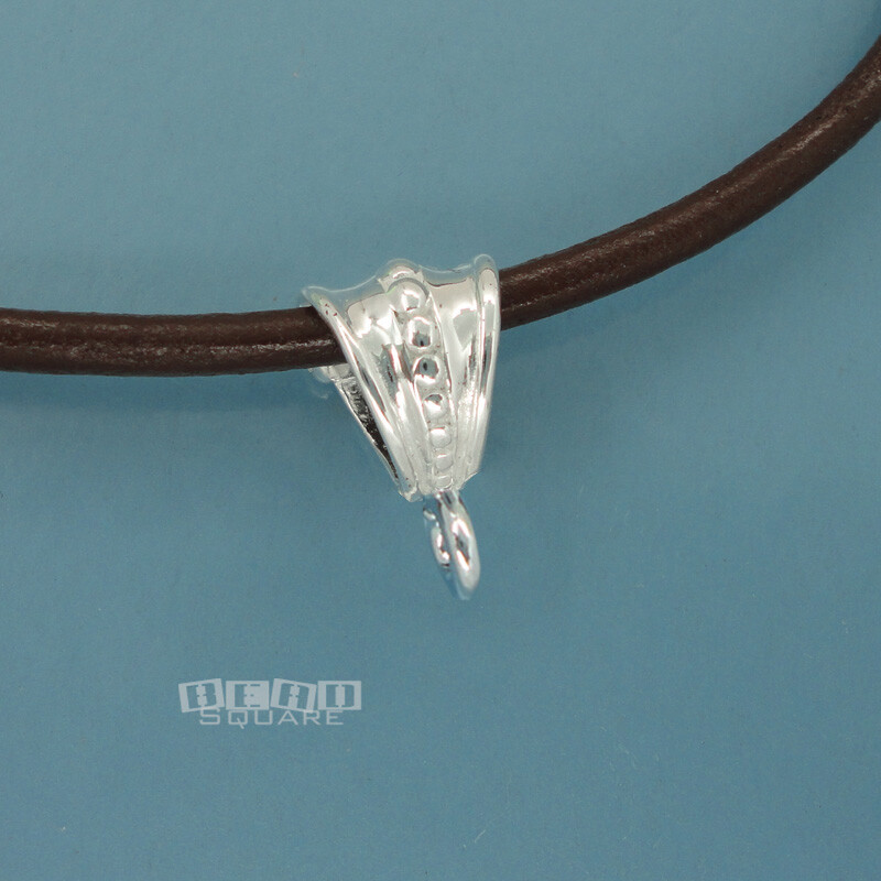 Large Solid 925 Sterling Silver Pendant Bail Connector Dots w/Open Loop #33385