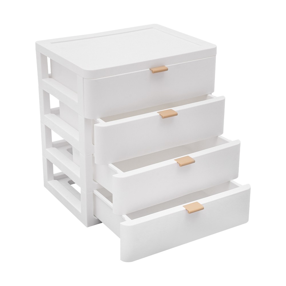 Stylish White Desk Organizer with 4 Drawers - Space-Saving Storage Solution
