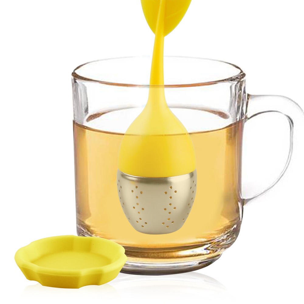 US 3PCS Silicone Loose Leaf Tea Infuser Stainless Spice Filter Diffuser YW-GN-RD