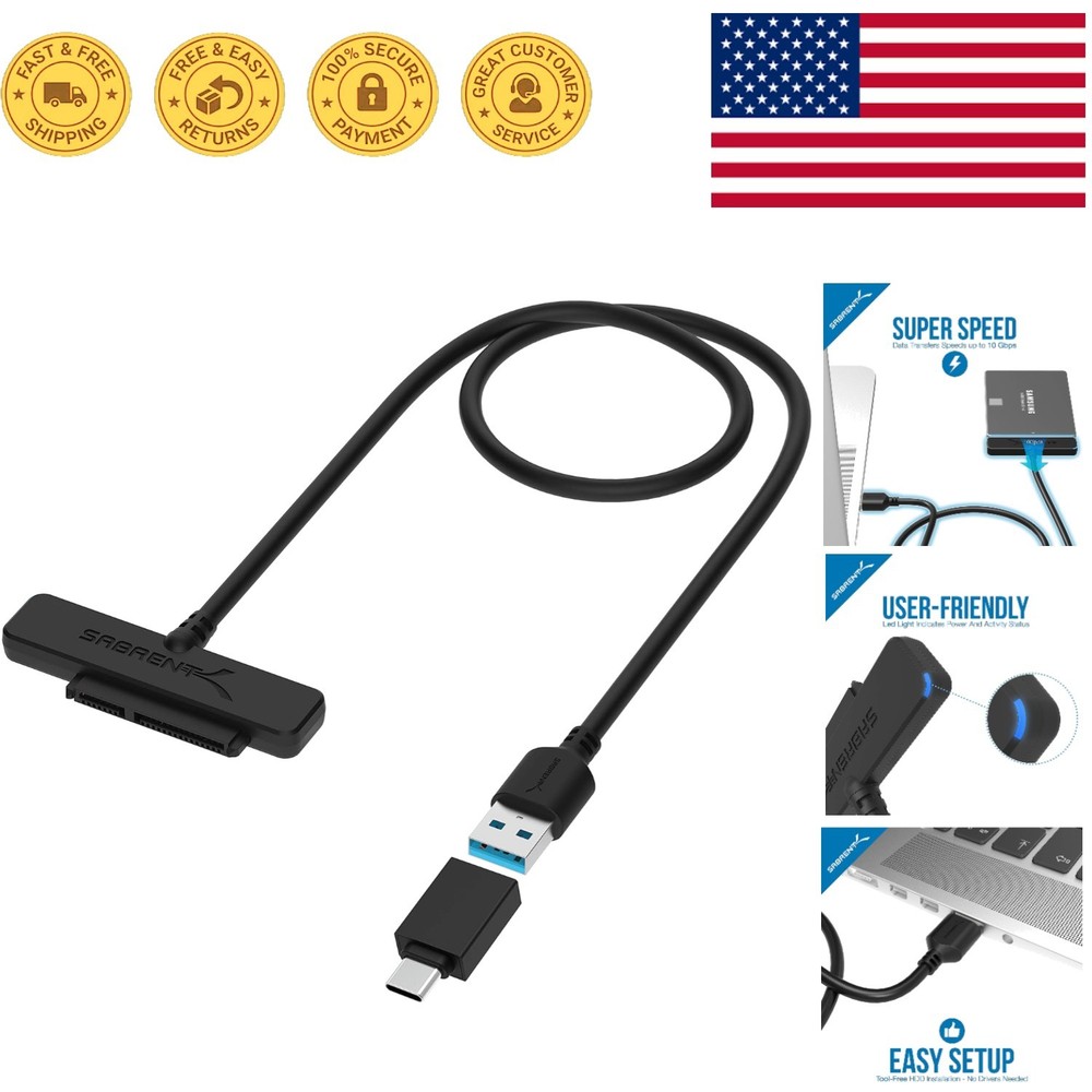 High-Speed 10Gbps USB 3.1 SATA Adapter with LED Indicators – For Laptops/Tablets