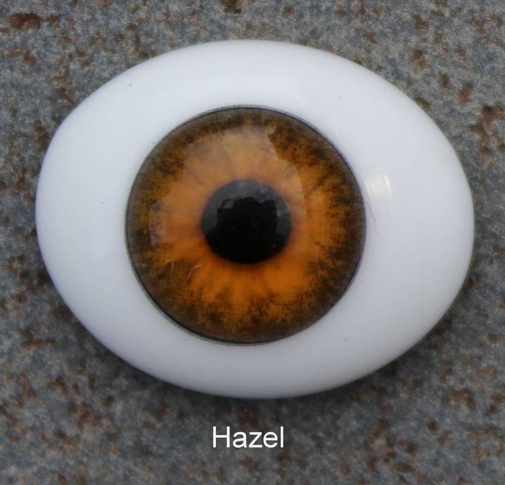 Solid Glass, Flatback Oval Paperweight Eyes - Hazel,  24mm