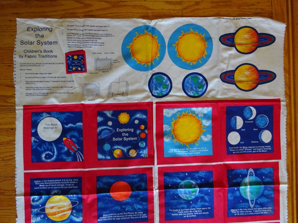 Exploring The Solar System, Outer Space Fabric Panel Quilted Book