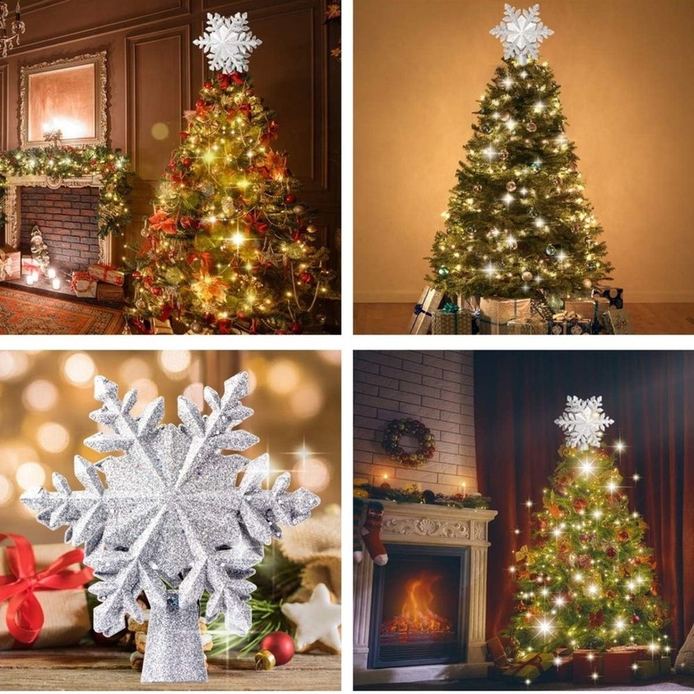 Silver Glitter Snowflake 6 model Tree Topper project lights