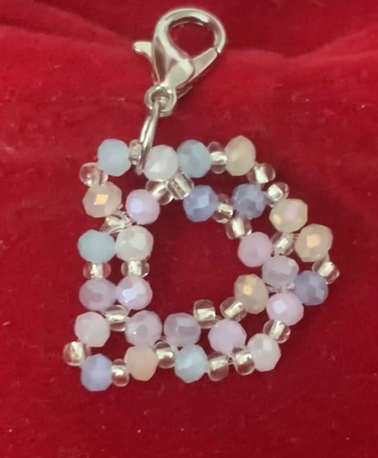 Handcrafted Beaded Alphabet Letter Charm, Multicolor Dangle, Lobster Clasp