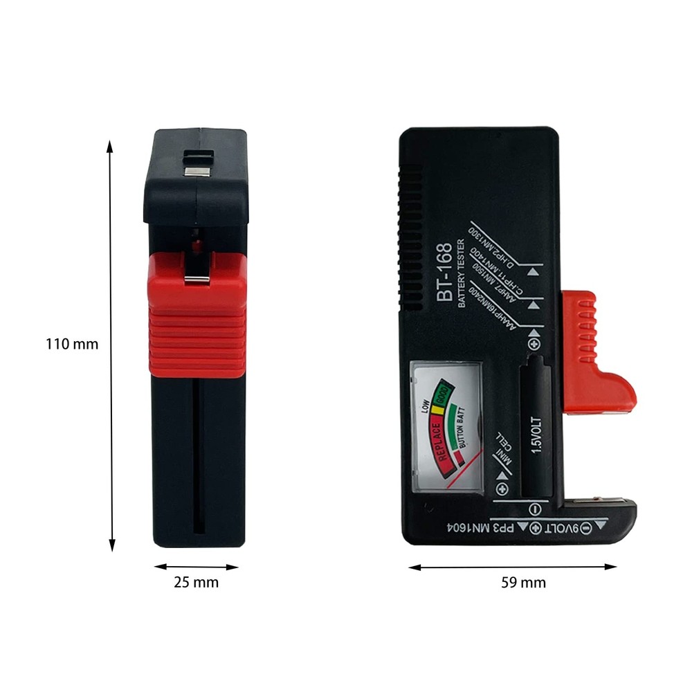 Battery Tester Checker, Universal Small for AAA AA C D 1, Red