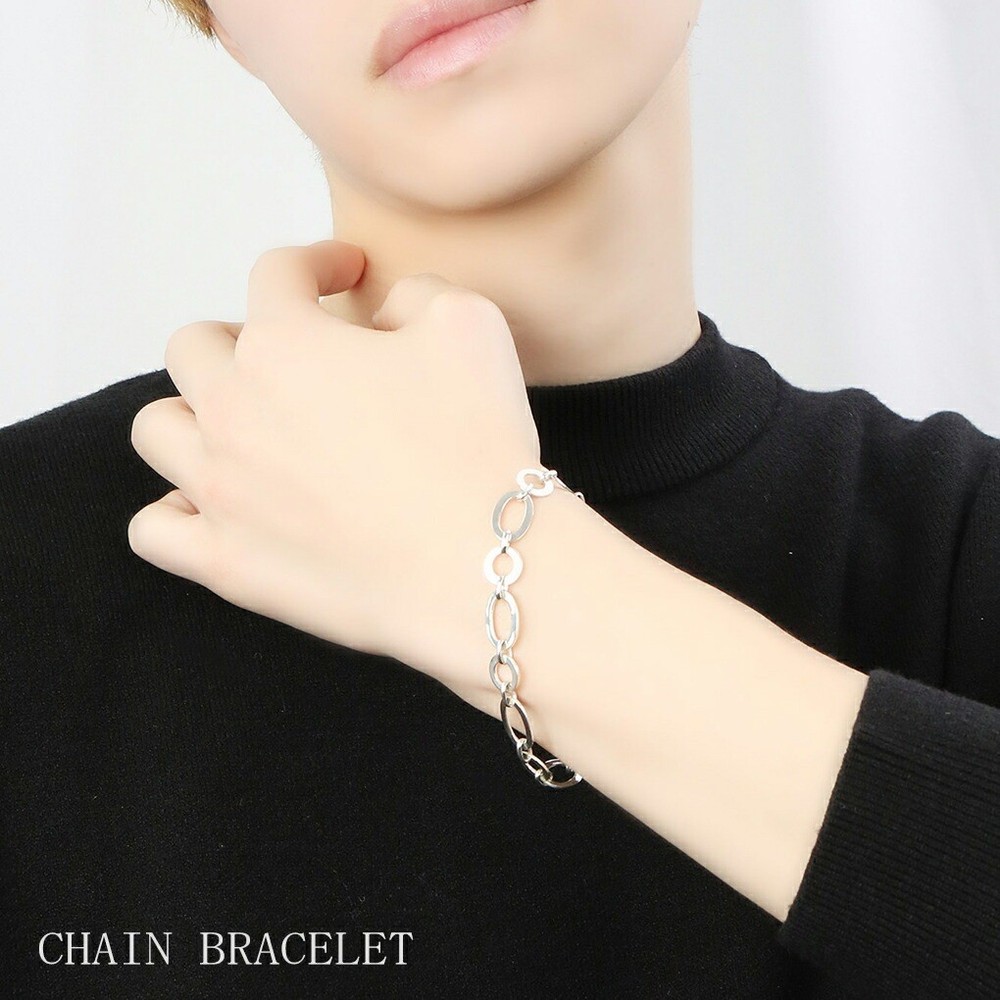 Sterling Silver 925 Toggle Oval Chain Bracelet 20cm
