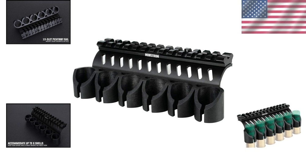 Versatile Side Saddle Shell Holder with Picatinny Rail for Mossberg Shotguns