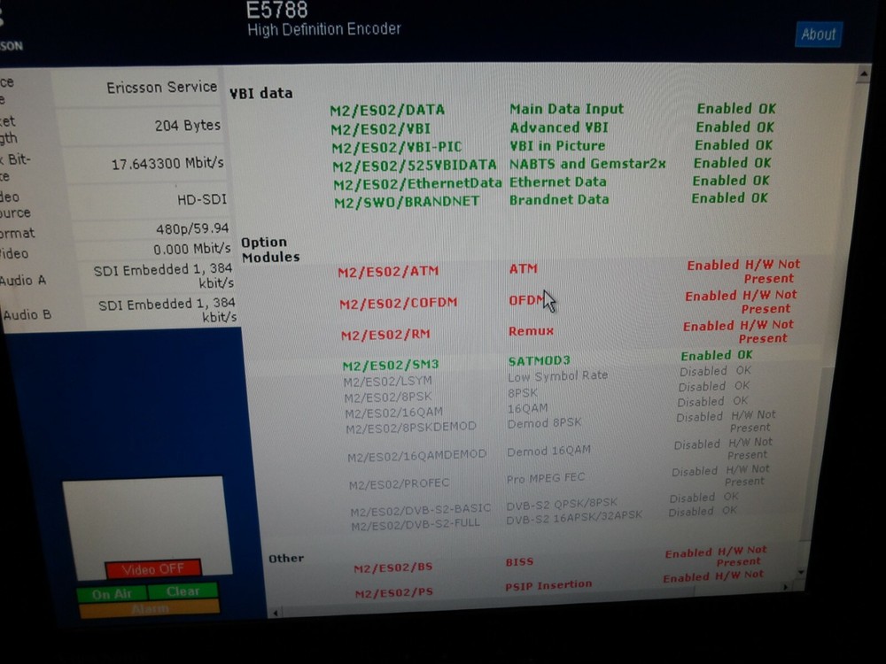 Ericsson Tandberg E5788 E5784 Voyager MPEG-2 SAT MOD DSNG AllLicenseEnable