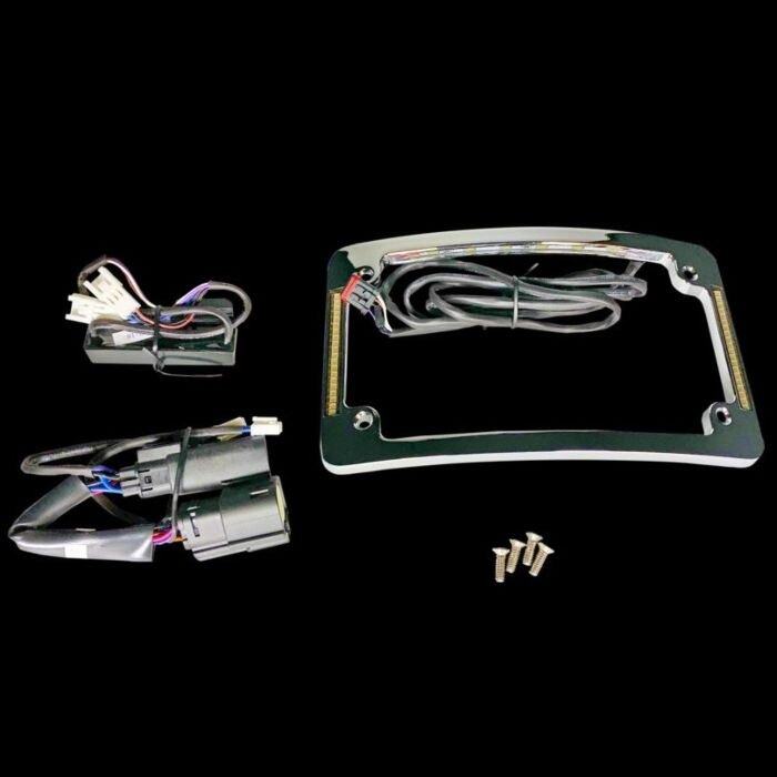 Custom Dynamics Black Tri-Radius LED License Plate Tag Frame 14-Up H-D Touring