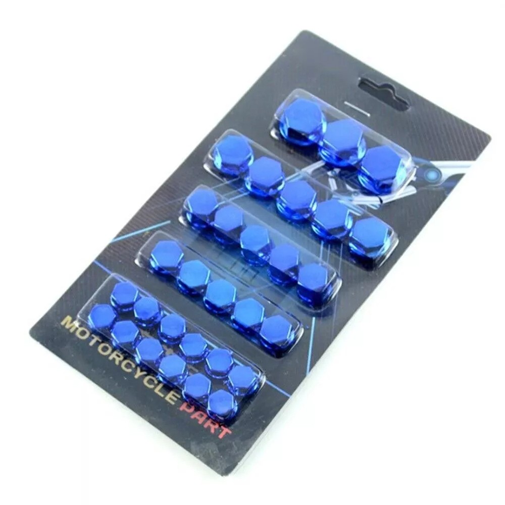 30-Piece Plastic Plating Screw Cap Set in Blue, 4 Sizes for Hardware Projects