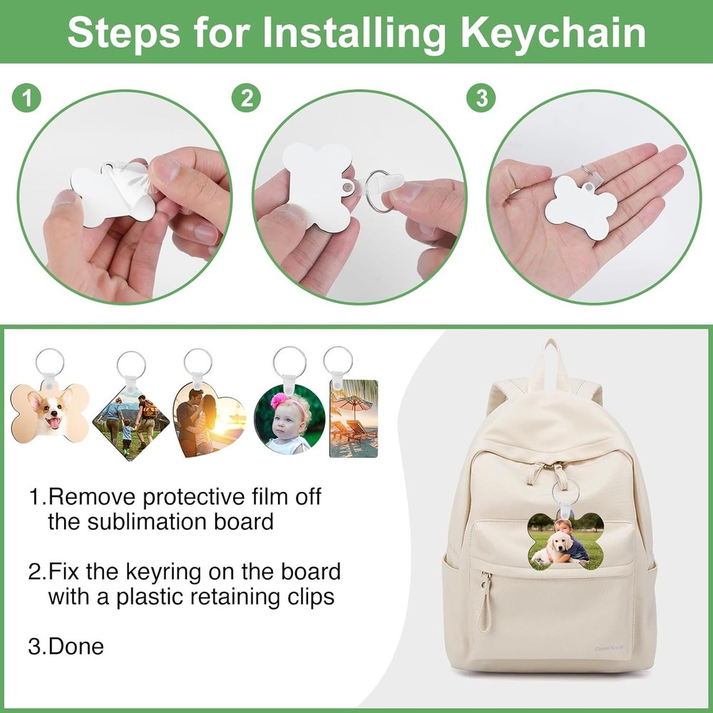 135Pcs Sublimation Keychain Blanks BulkMdf Keychain Double Sided Heat Transfer
