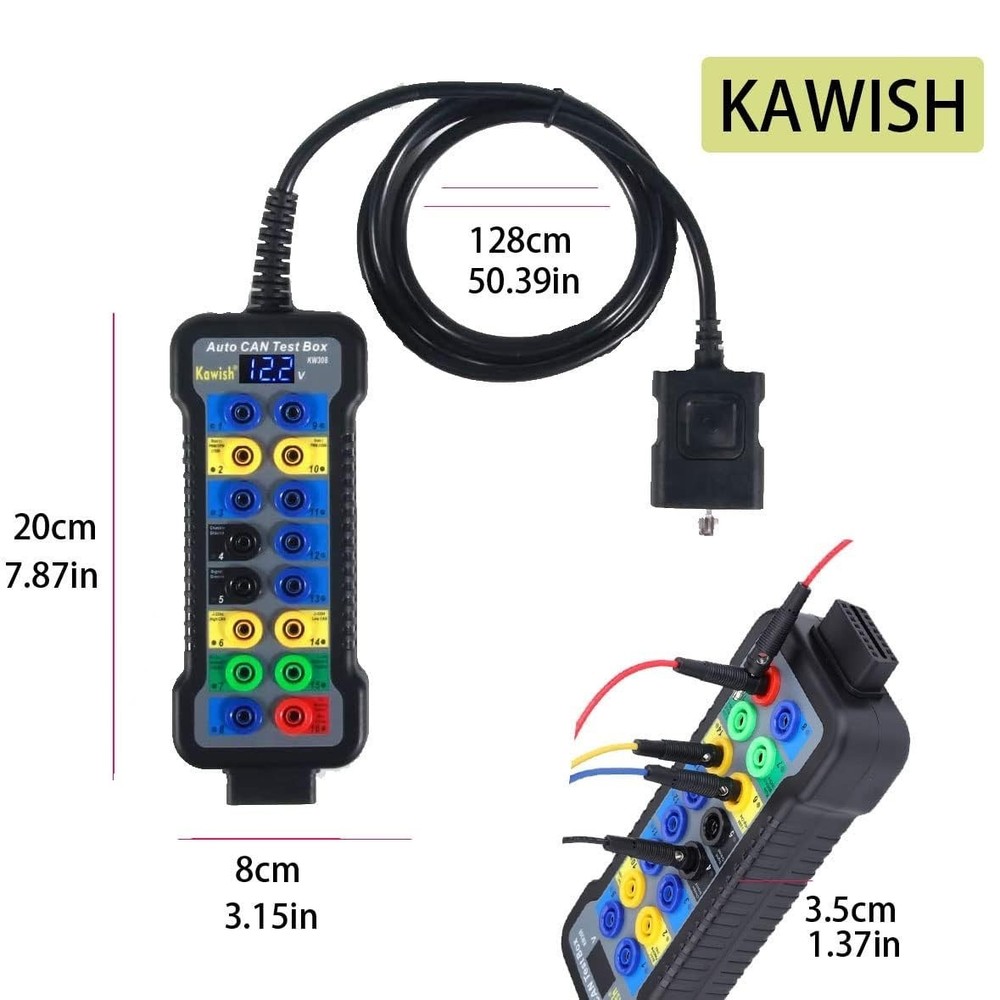 OBD2 Breakout Box 16-Pin CAN Bus Protocol Detector with LCD for ECU Testing