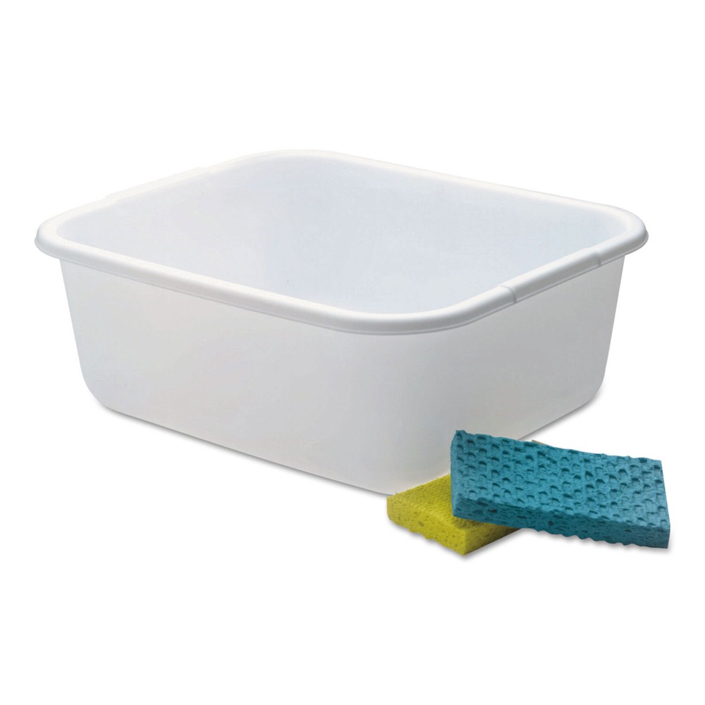 Rubbermaid Microban Dishpan, 4.5gal, White, 6/Carton