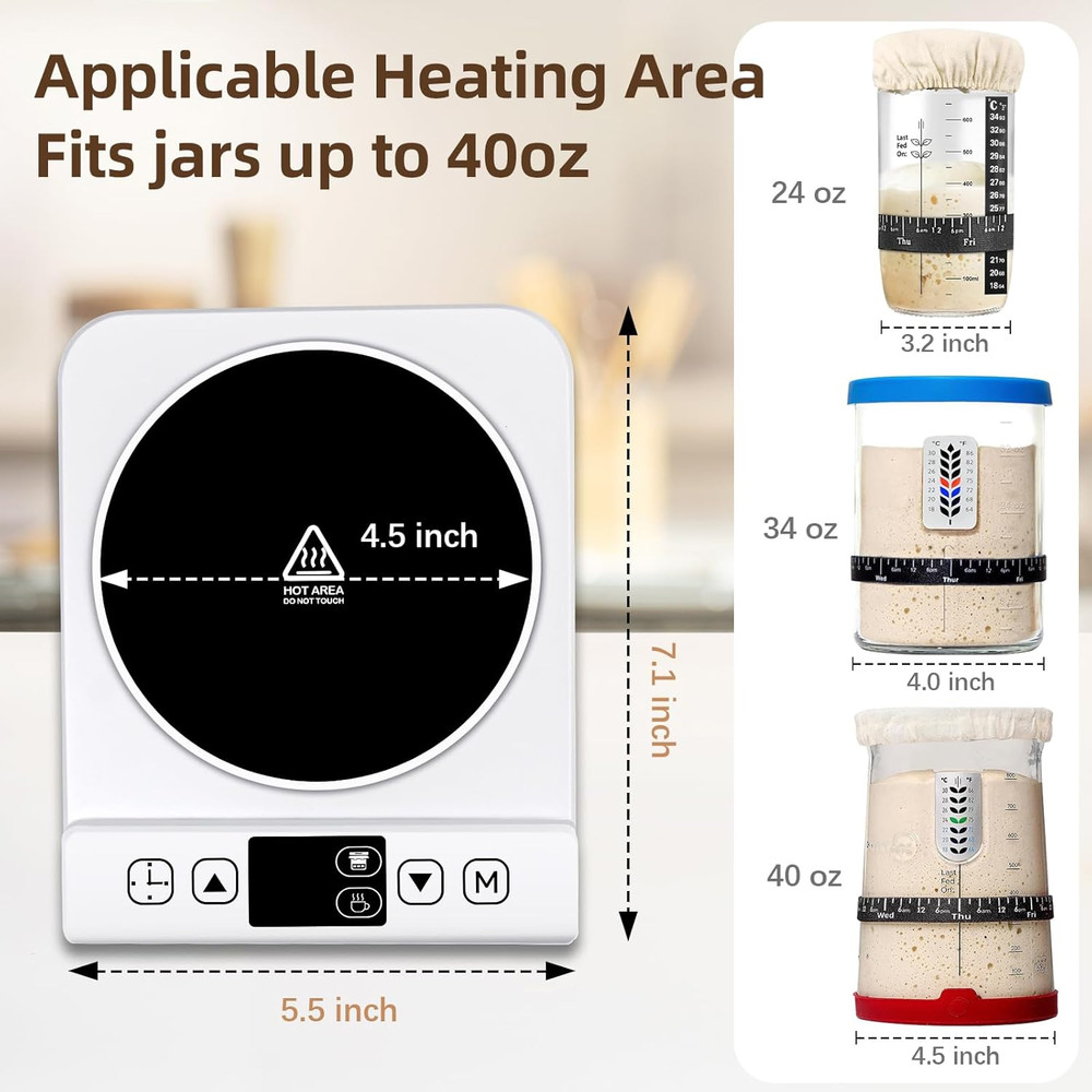 Sourdough Starter Warmer Mat with Timer & Thermostat Control for Home Baking