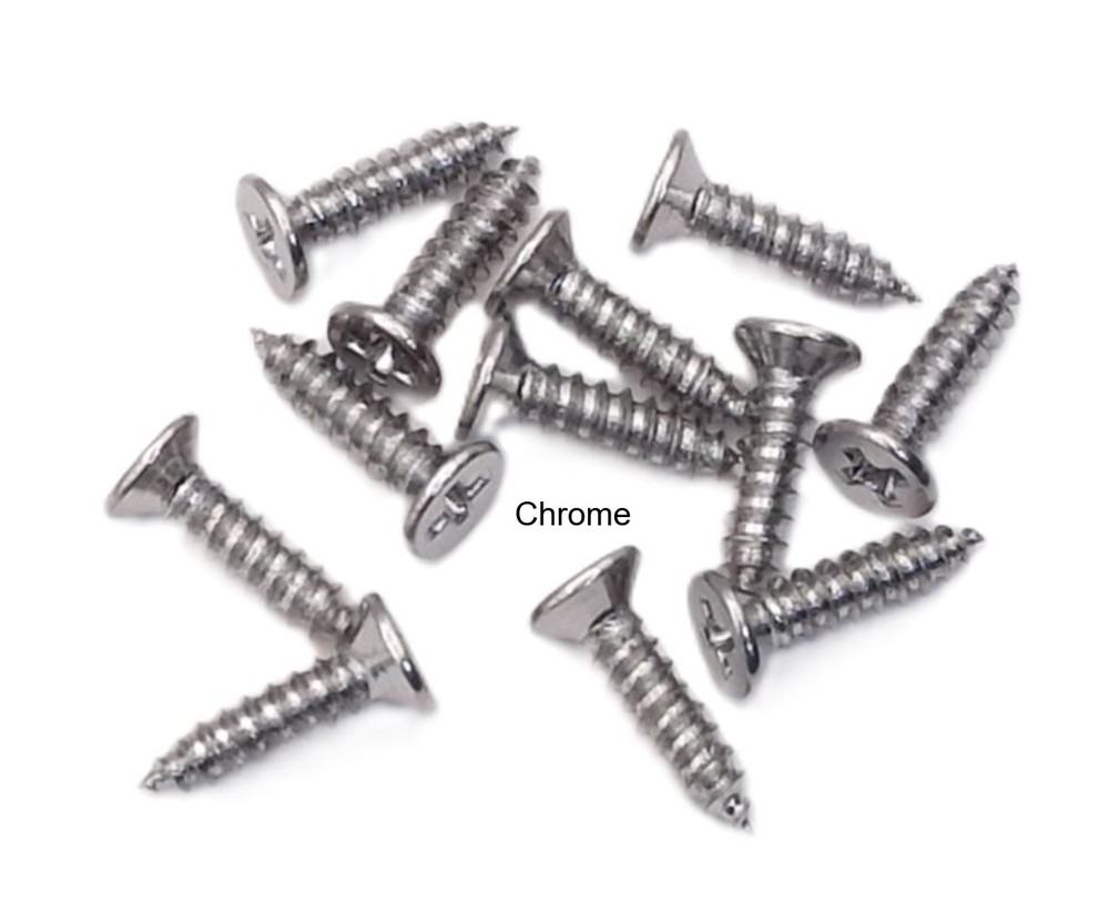 True Custom Shop® Short Chrome Single Pickup Ring Mounting Screws 3/8" 12 Pack