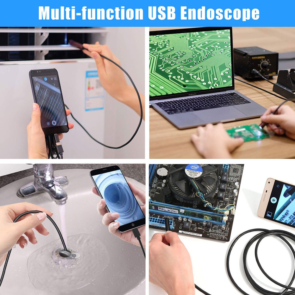 6LED USB Snake Endoscope Borescope HD Inspection Camera Scope for Android Type C