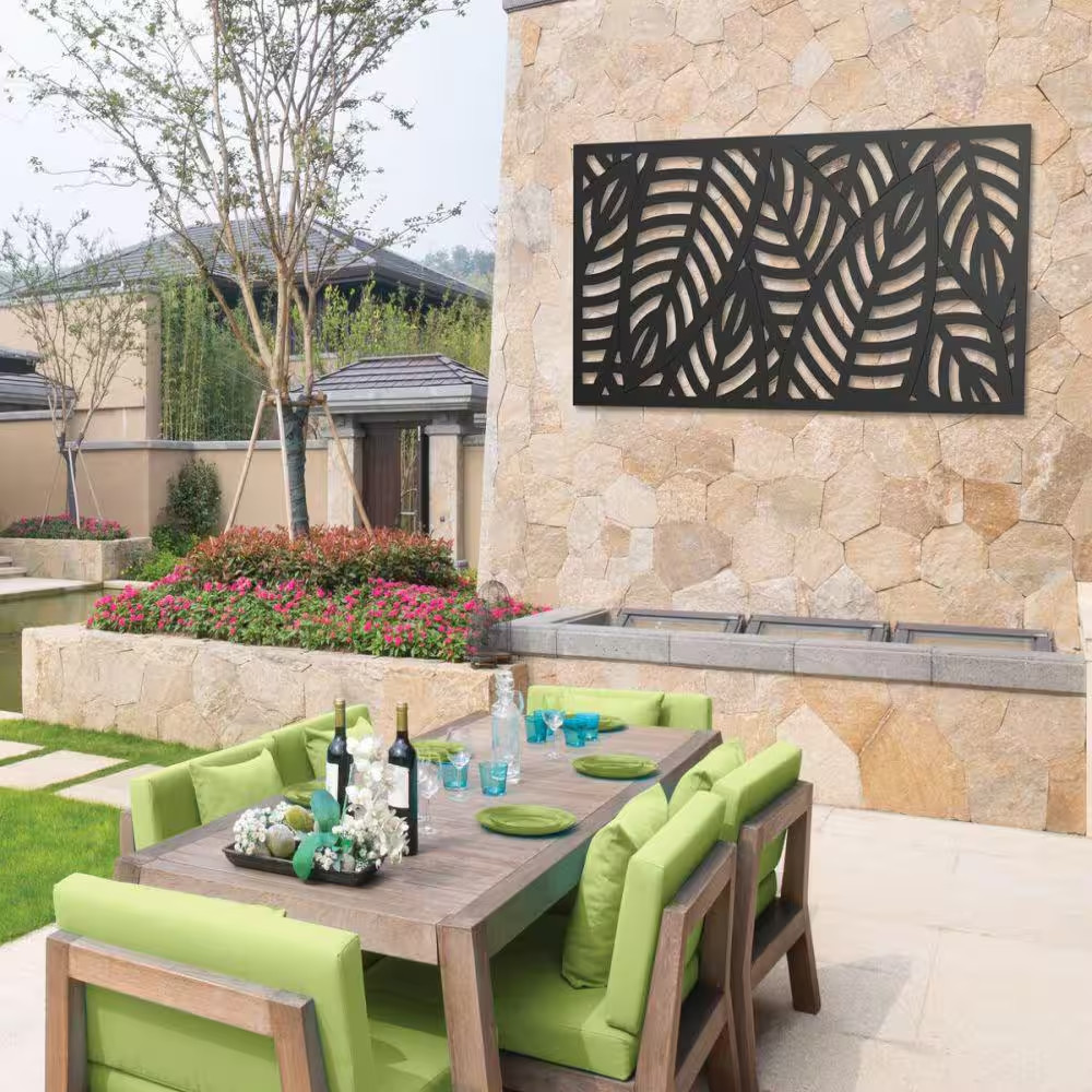 3 Ft. X 6 Ft. Sanibel Black Polypropylene Decorative Screen Panel