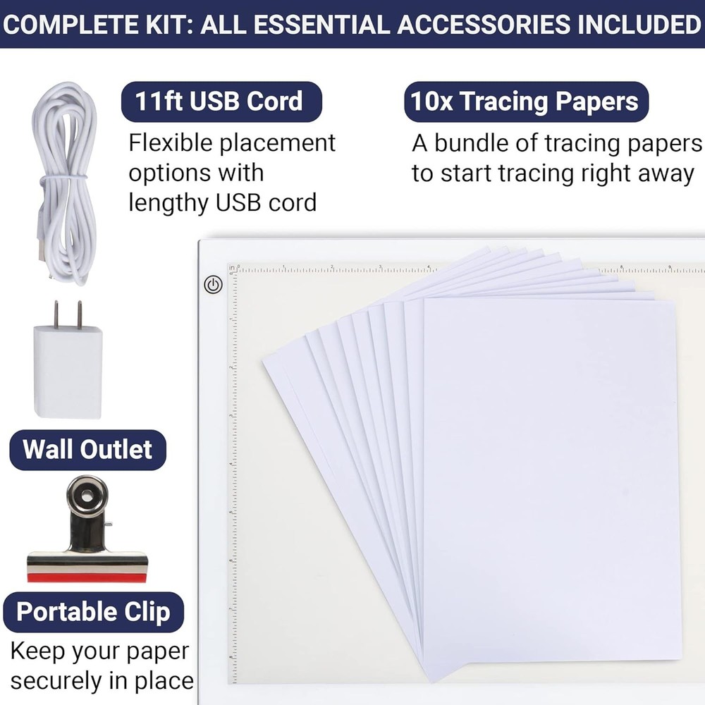 A4 LED Tracing Light Box 15in Ultra Thin Light Pad Adjustable Brightness