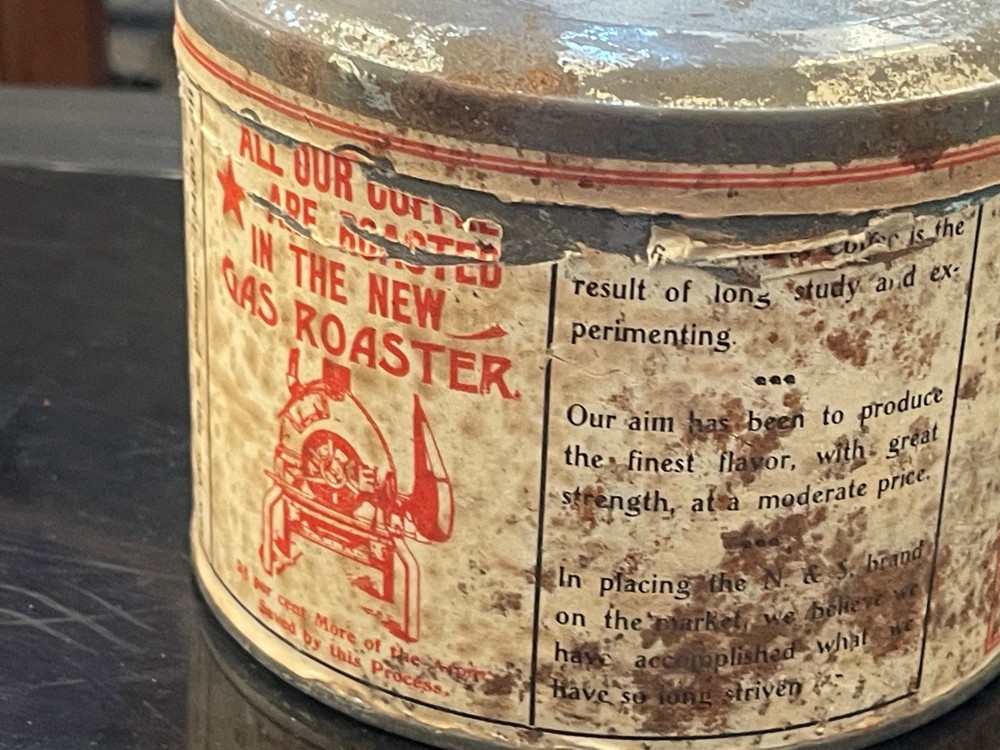 Vintage N&S Brand Gas Roasted Coffee Tin Java & Mocha Blend Denver CO c19th