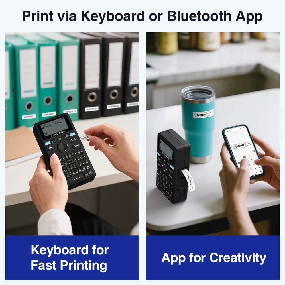 SUPVAN E11 Bluetooth Label Maker Machine with 4 Tapes, Support Keyboard & App...