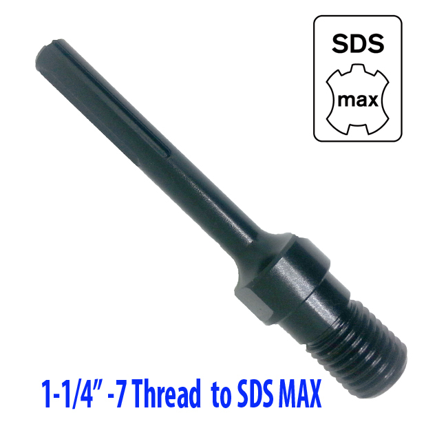 Core Drill Bit Adapter 1-1/4" 7 Threaded Male  SDS Max Hammer Drill Diamond UNC