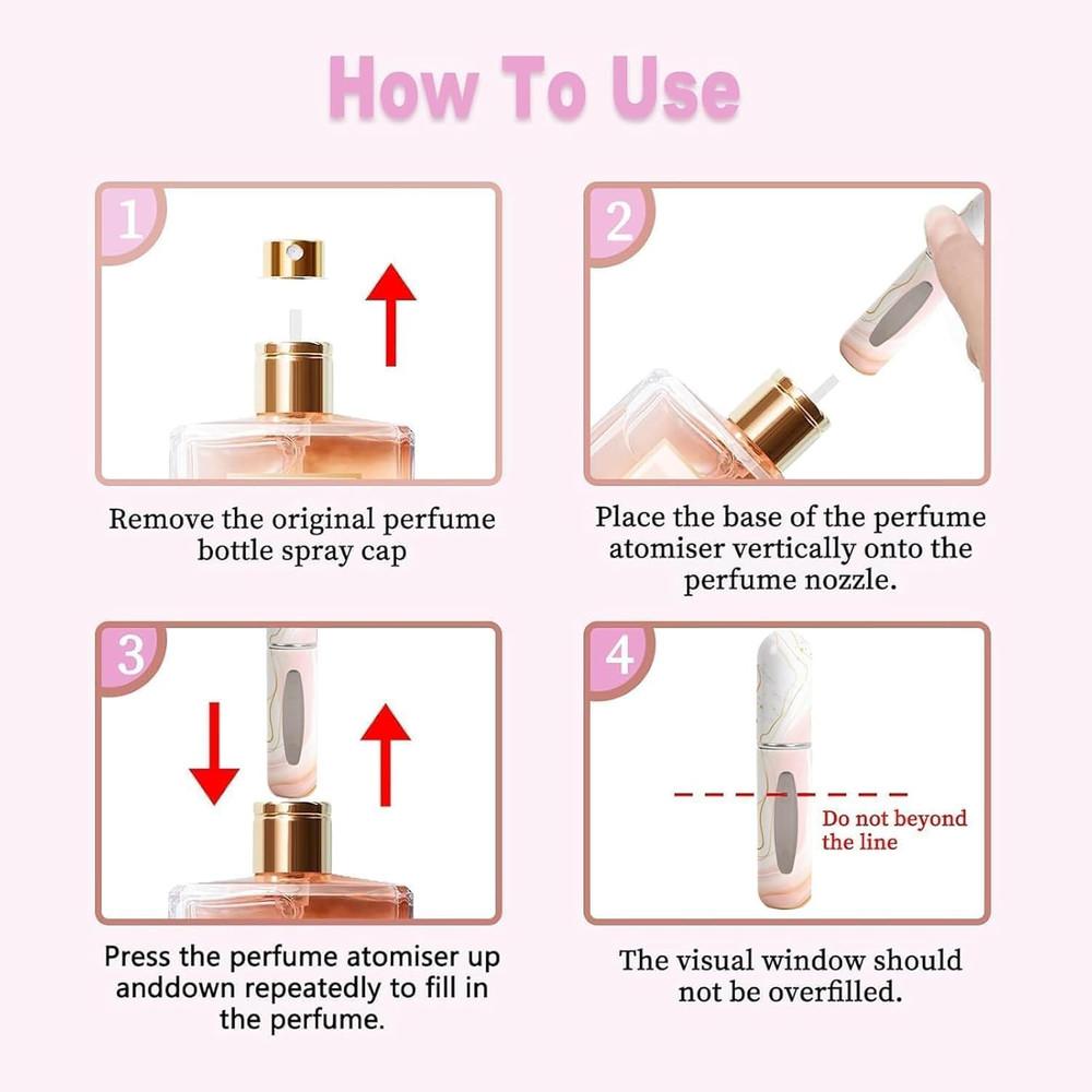 Perfume Travel Refillable Bottle– Portable Mini Sprayer,Empty Perfume Bottles wi
