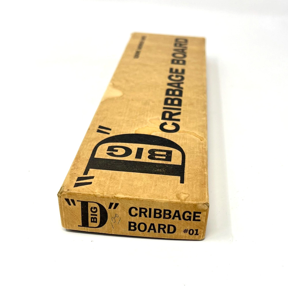 Vintage Big "D" Cribbage Board Maple by Are-Jay Games With Instructions & Box