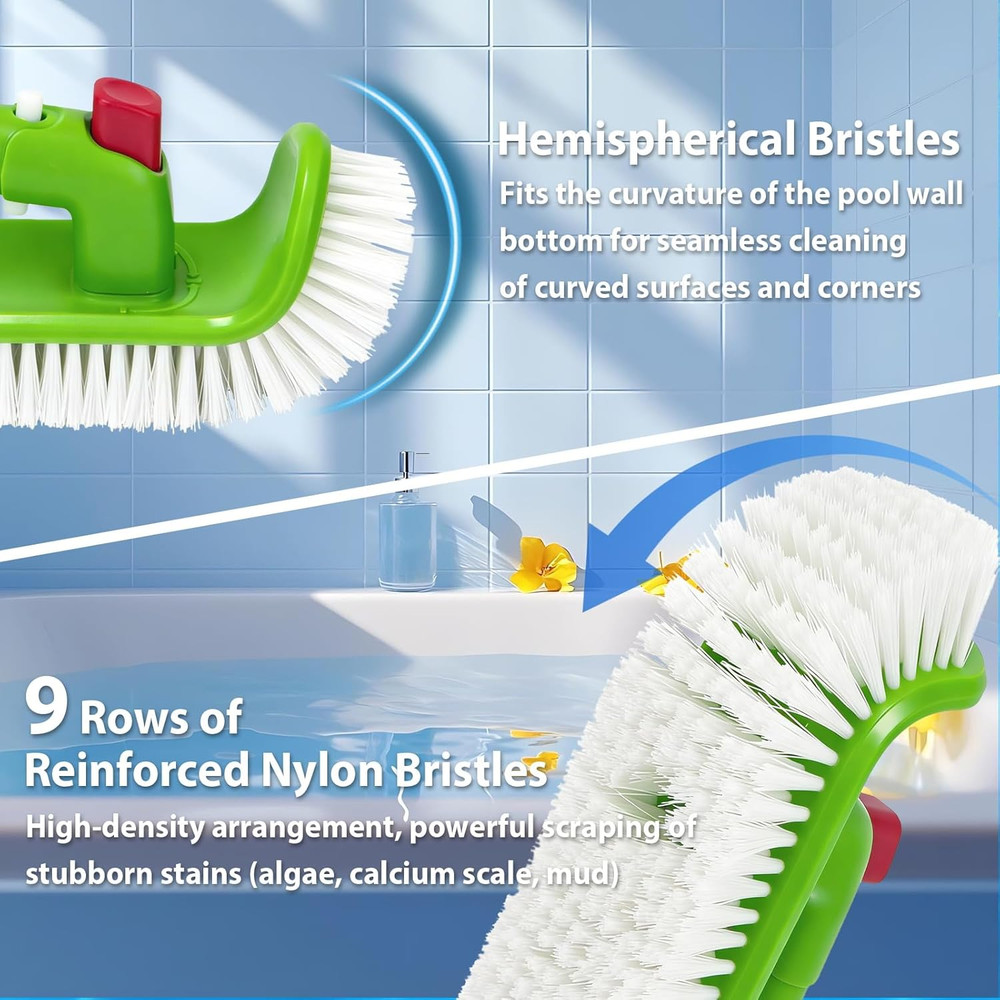 180° Rotatable Pool Brush Head for Inground & Above Ground Pools | Step & Corner