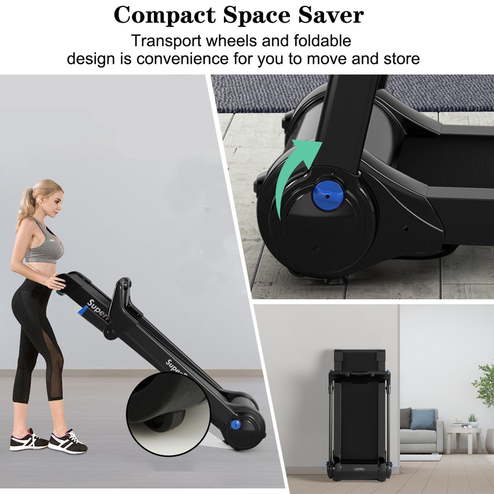Folding Electric Treadmill 3.0HP Exercise Running Machine w/ App Control Blue