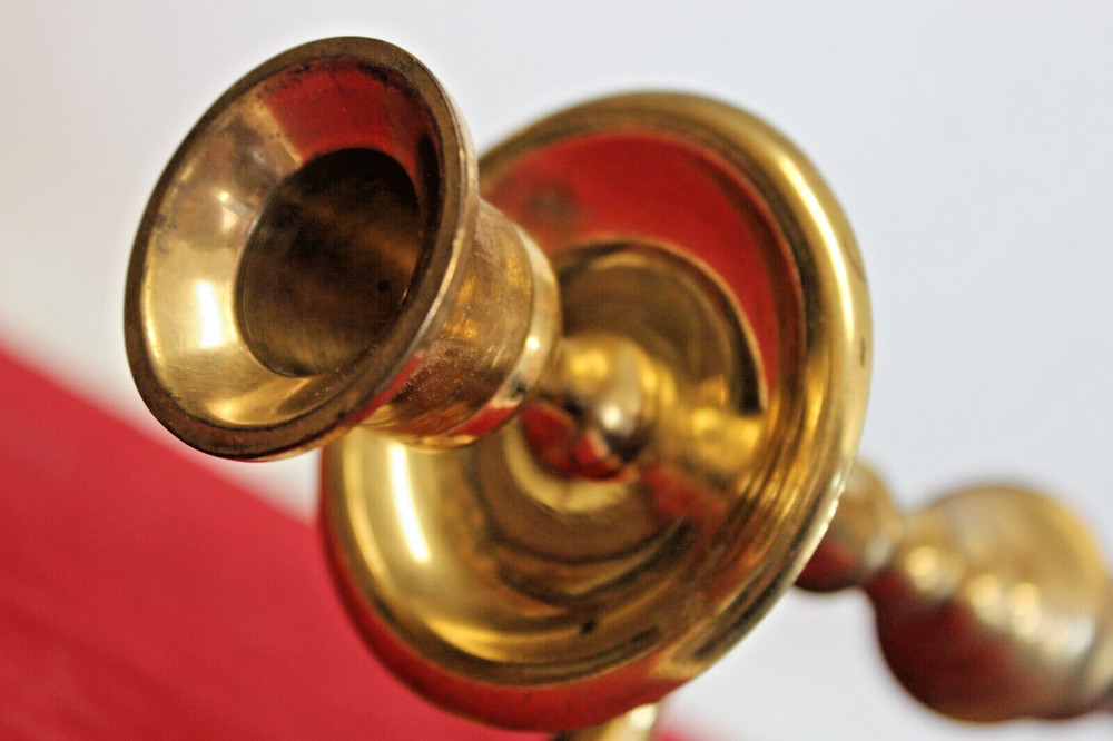 Brass Wall Sconce Candle Stick Holder (India, 11")