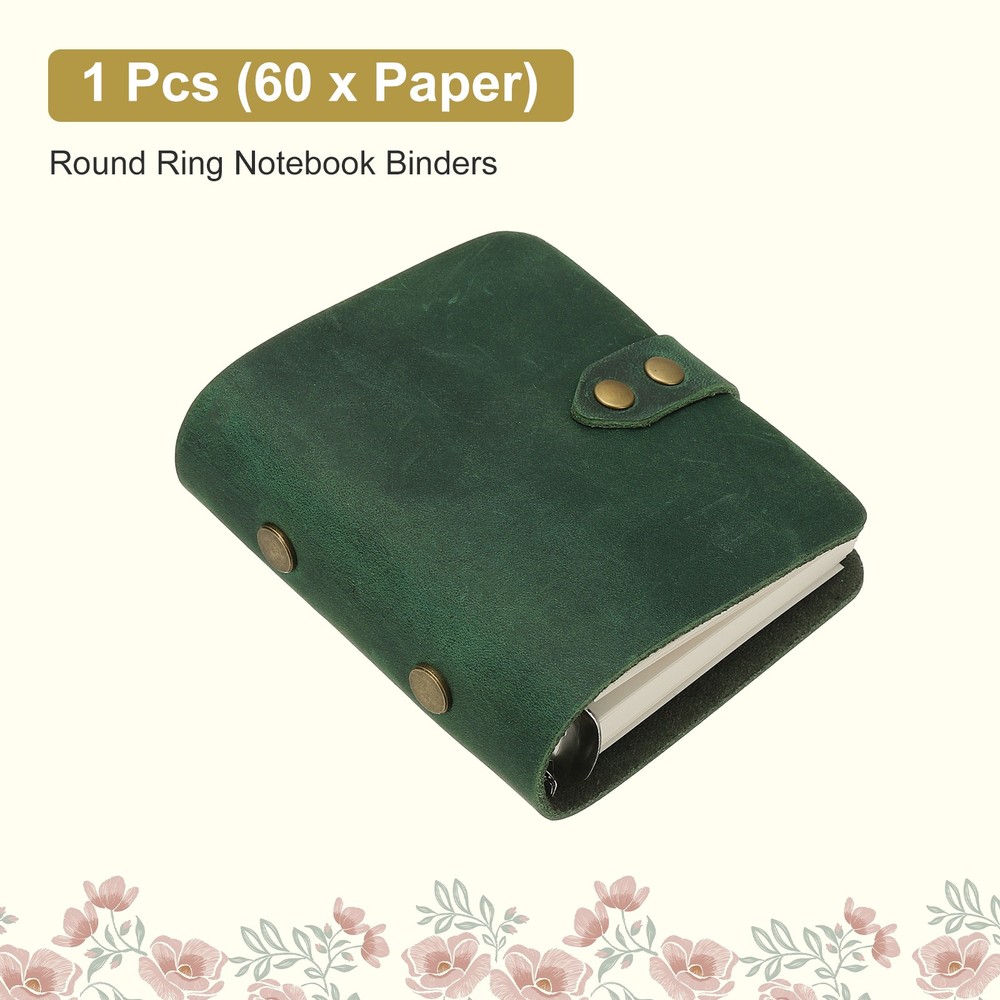 A9 Leather Journal, 3 Ring Notebook Binder Planner Loose Leaf, Green
