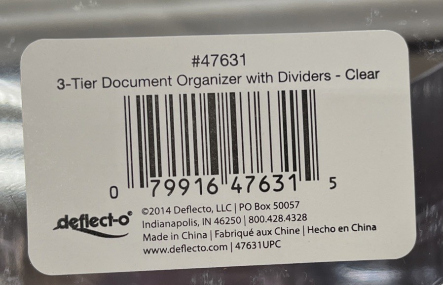 Deflecto 47631 Three Tier Document Organizer With Dividers Clear