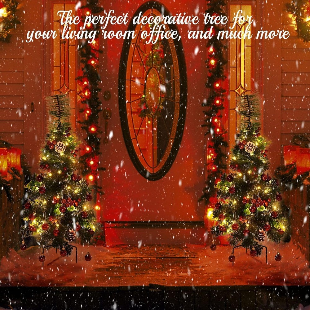 2 Pack 30'' Pre-Lit Christmas Tree Artificial LED Lights Xmas Pathway Home Decor