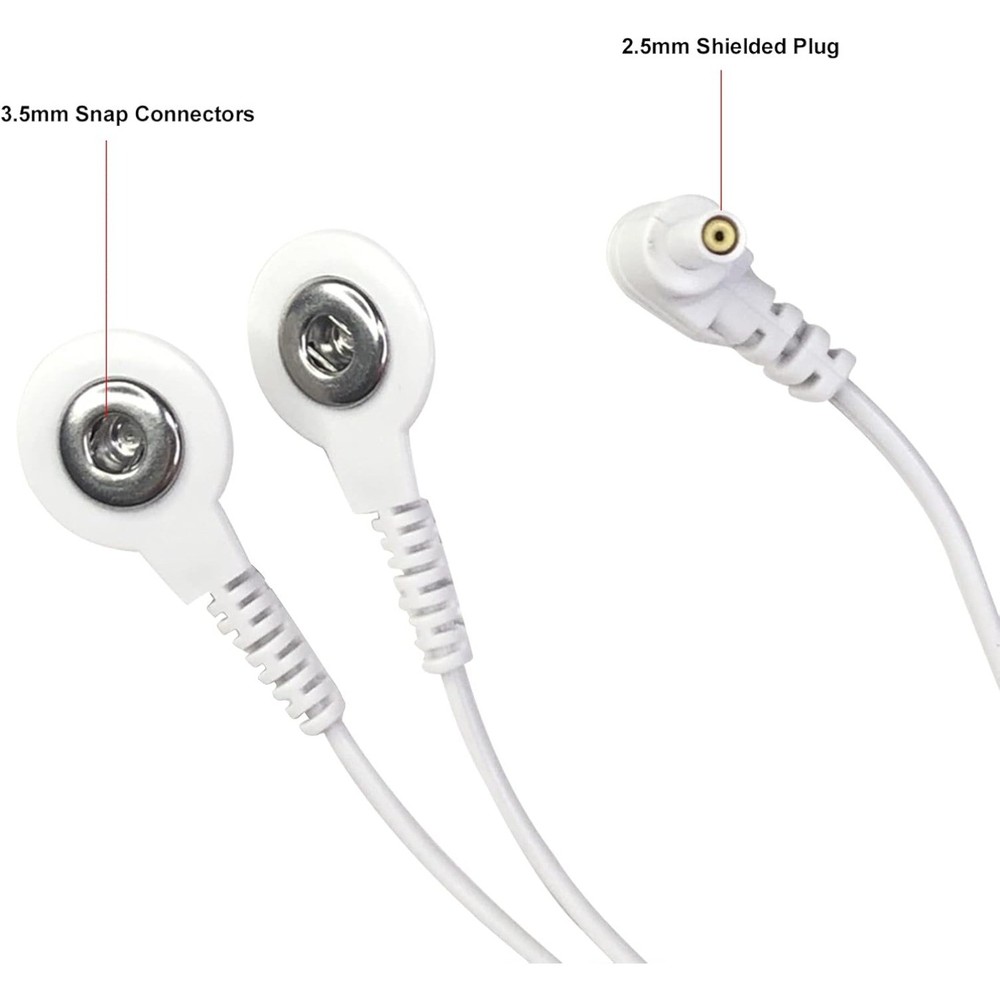 2Pack Shielded Replacement Electrode Wires 2.35mm Tens Lead Wire Connection Snap
