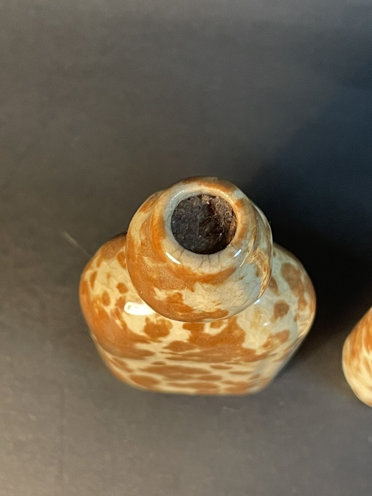 Mohawk Rock & Rye Stoneware Bottles, orig label On One -empty - Crazing