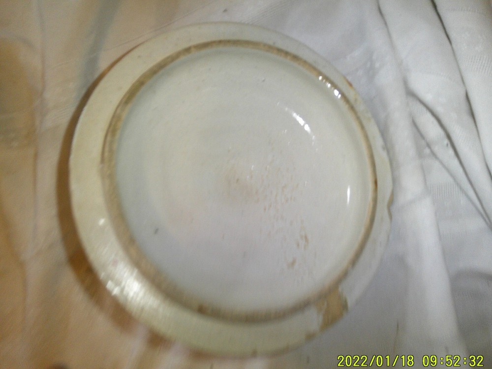 VINTAGE REPLACEMENT POTTERY LID COOKWARE CHAMBE POT BLUE WHITE
