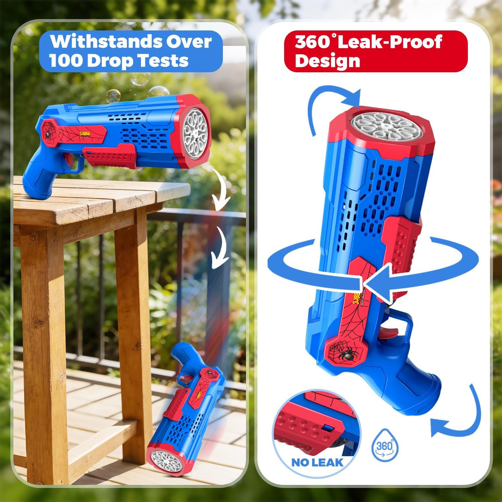 Bubble Gun Machine for Kids: 10,000+ Bubbles/Min Automatic Blower with LED Light