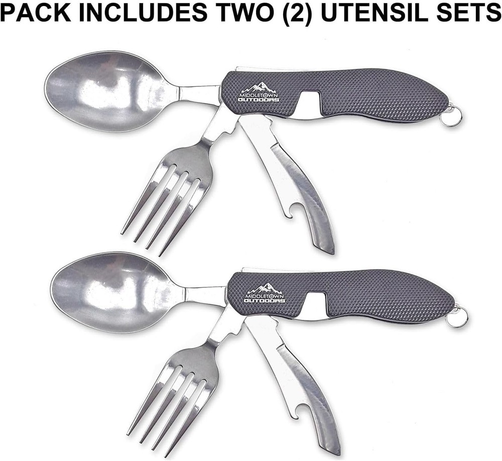 2Pcs Camping Flatware Foldable Utensils Detachable Portable and Versatile Sta...
