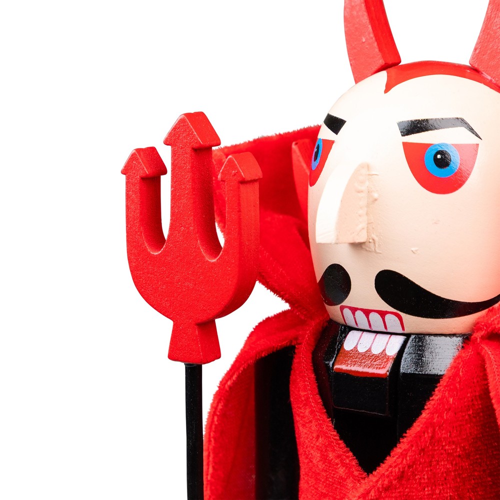 Northlight 14" Red Devil Wooden Halloween Nutcracker Holding a Pitch Fork