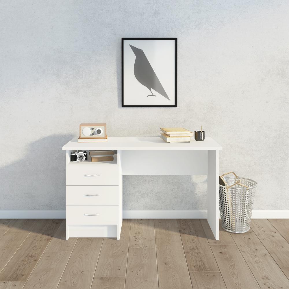 Whitman Desk with 3 Drawers, White