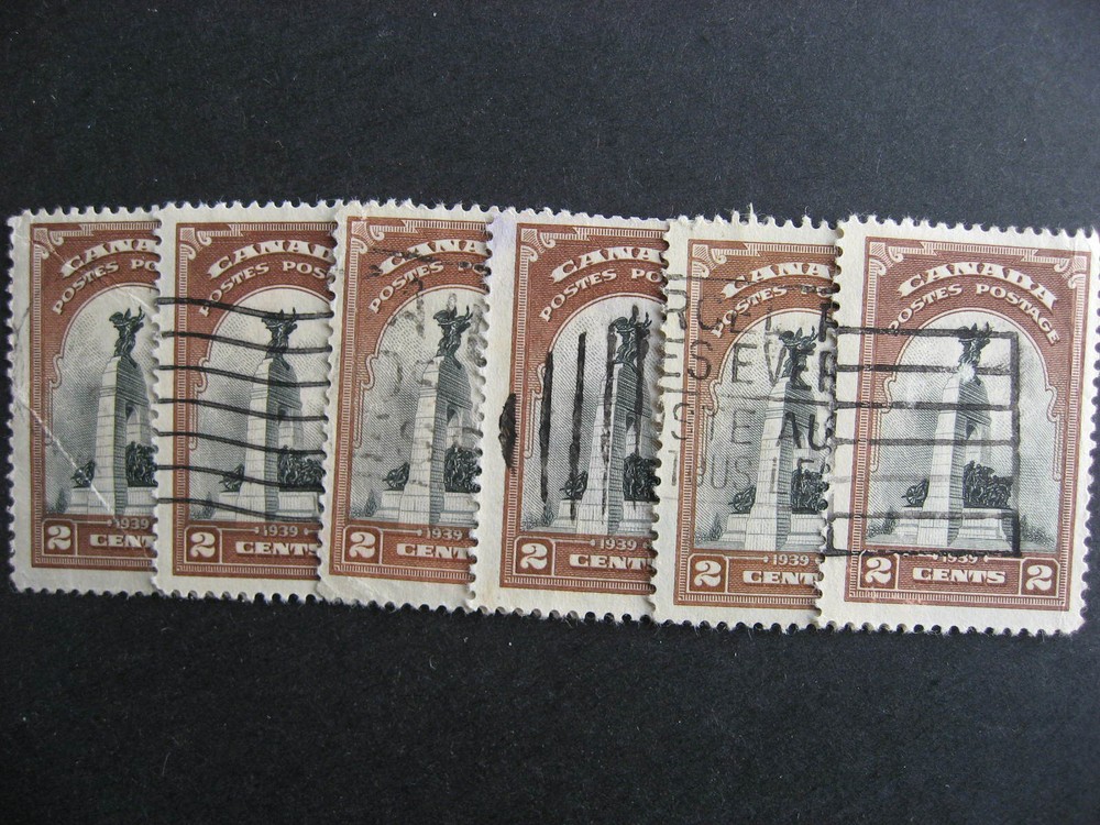 Canada 6 progressively shifted centre print error used, Sc 247 check these out!