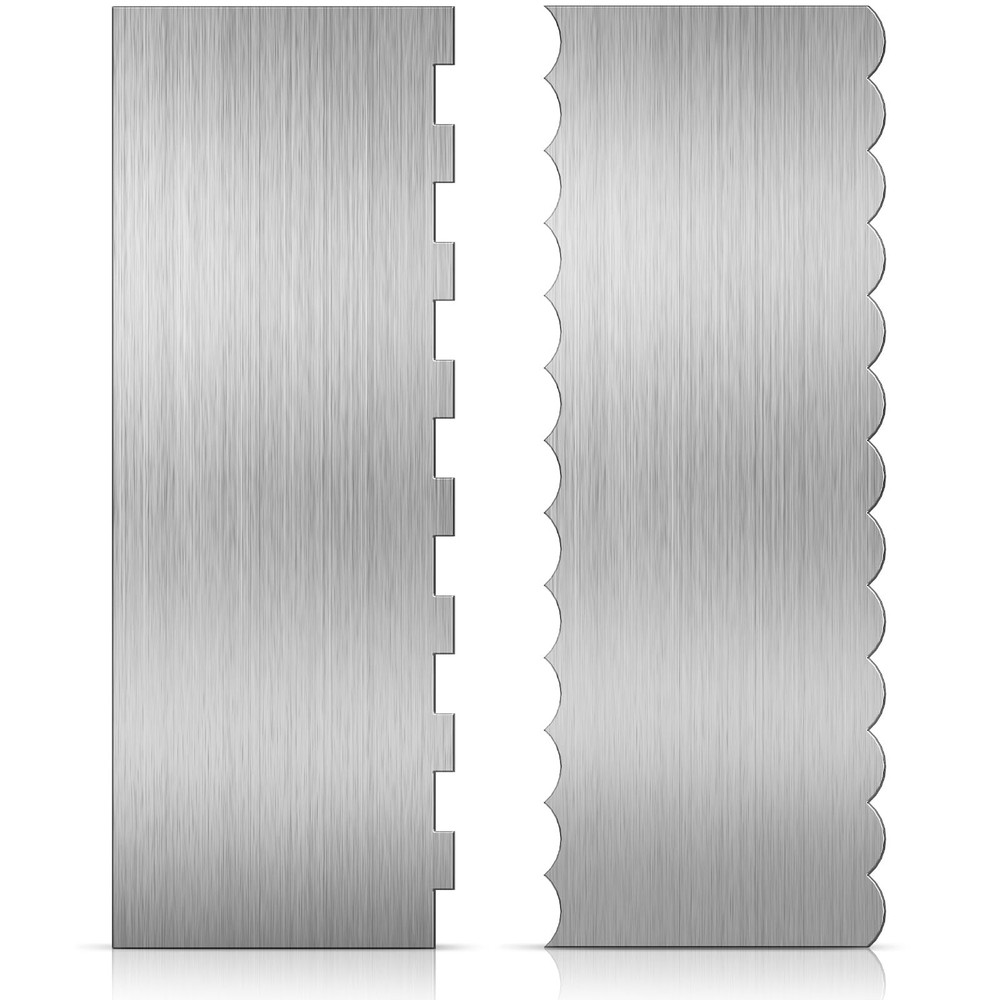 Stainless Steal Cake Scraper, 2 Pcs 8.6 inch Double Sided Patterned Edge Stri...