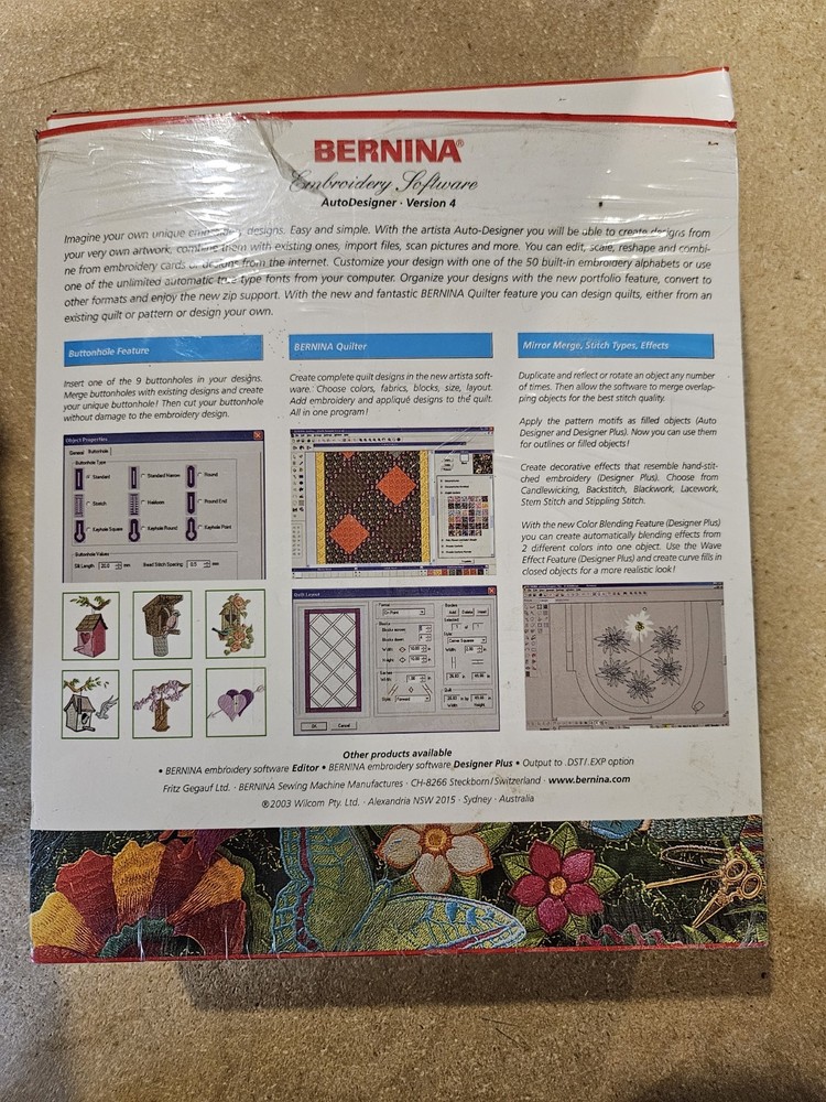 Bernina embroidery Software Auto-Designer Verson 4 Never Used