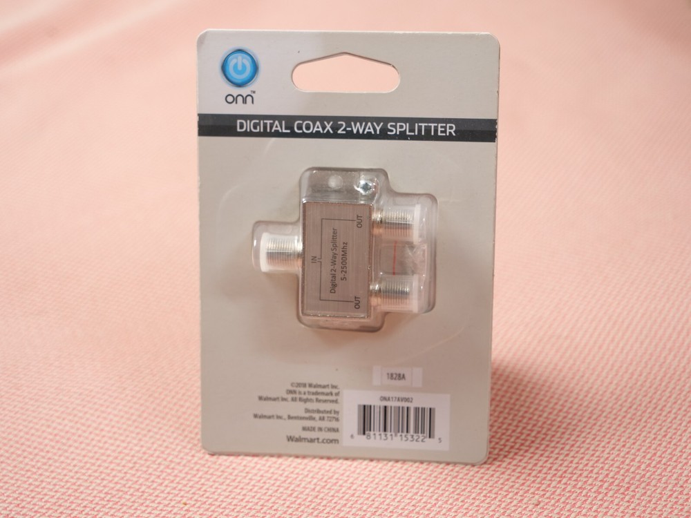 Onn Digital Coax Pro 2-Way Splitter - New