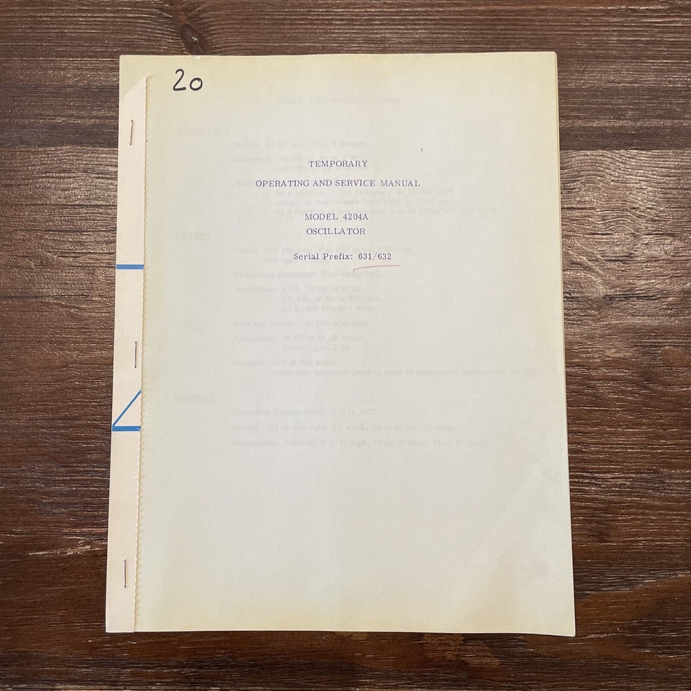 HP 4204A Oscillator Temporary Operating & Service Manual