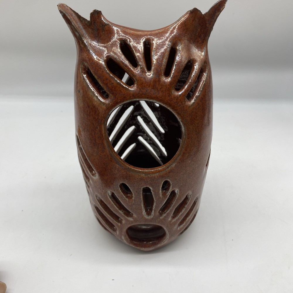 Art Pottery Owl Candle Holder