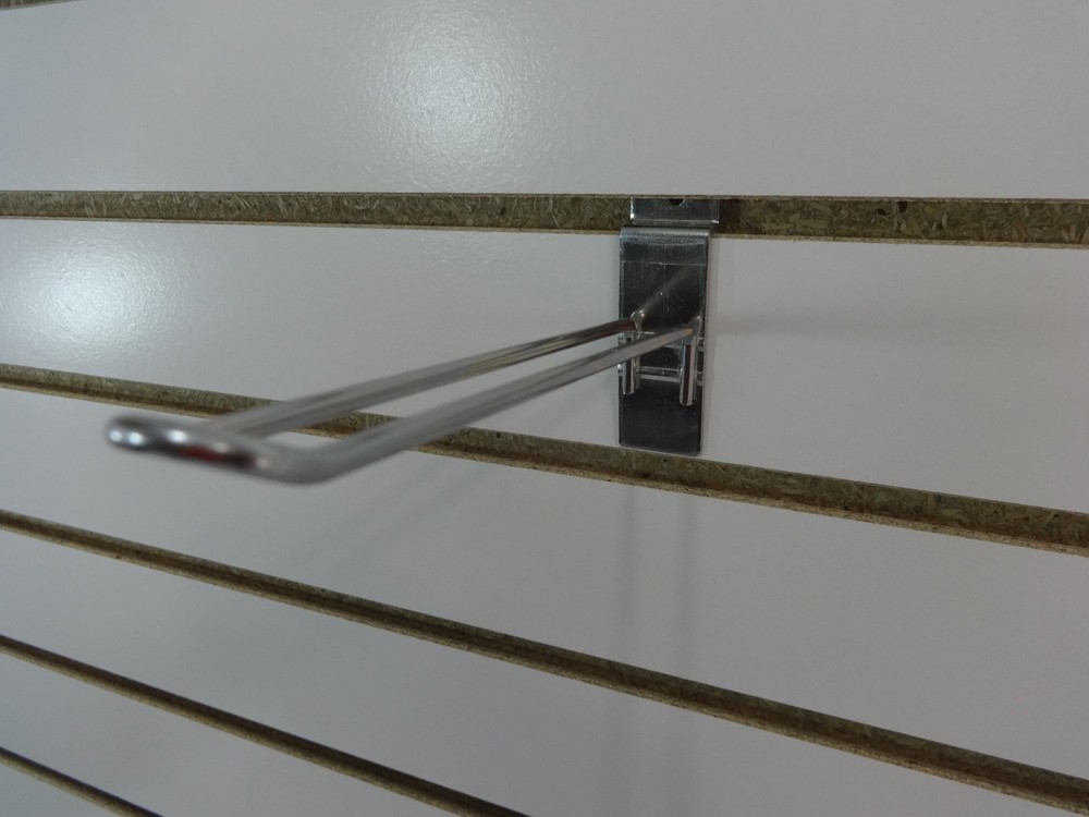 6" Chrome Slatwall Grid Panel Safety Hook Display Store Wall Fixtures